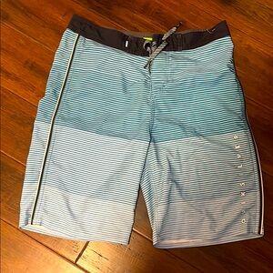 Quiksilver Men's Blue Striped Swim Shorts size 29